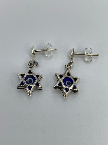 Aretes Estrella de David con Ojo Turco — Plata 925 — foto 5