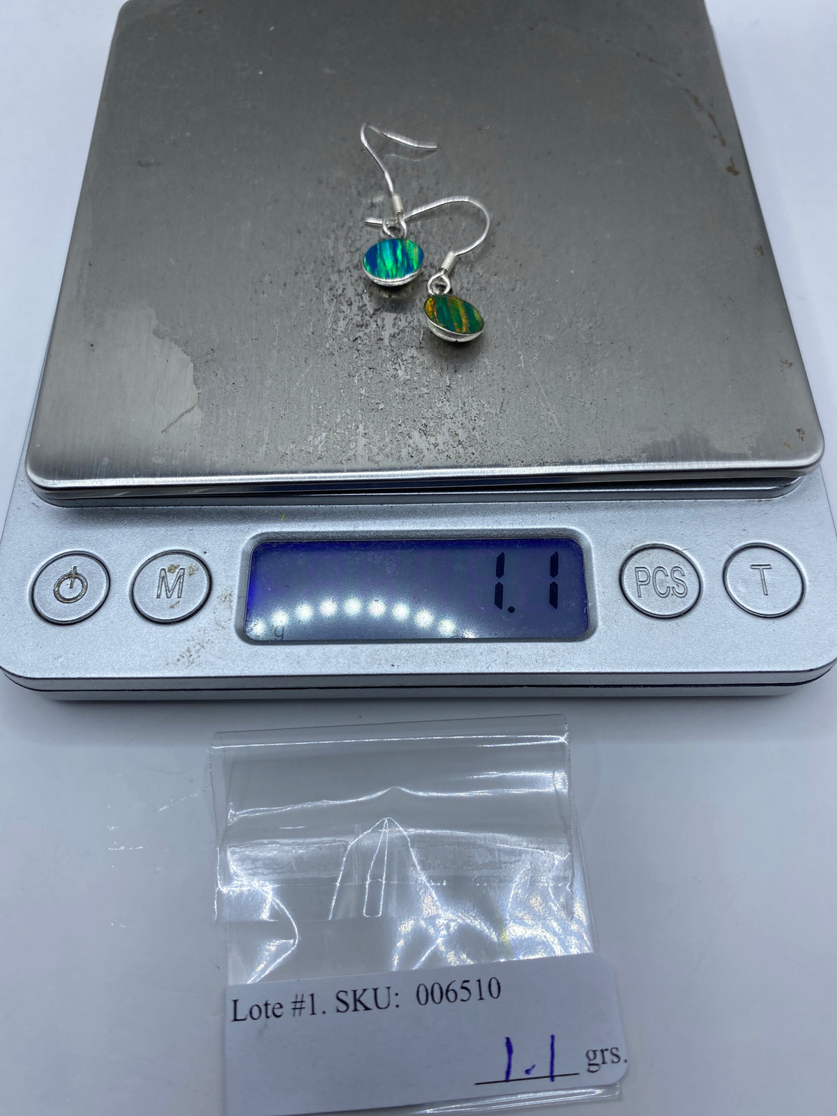 Aretes Plata Ópalo de Fuego — Destellos Verdes y Azules — foto 6