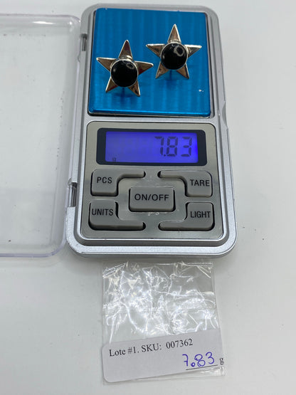 Aretes Estrella Plata con Ónix Negro — Taxco 925 — foto 6