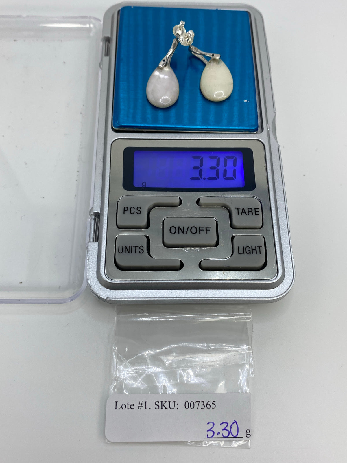 Aretes Plata 925 con Madre Perla Blanca — Taxco — foto 6