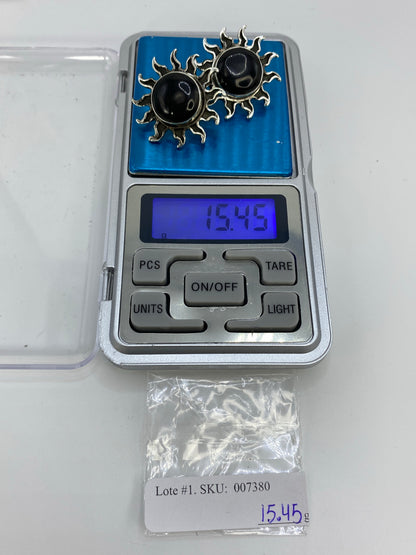 Aretes de Plata con Ónix Negro — Diseño Sol Taxco — foto 6