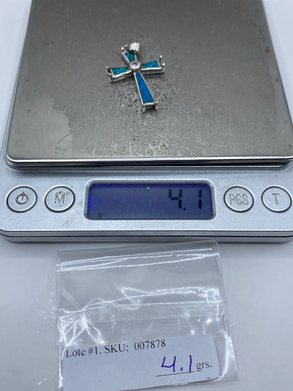 Dije Cruz de Plata con Ópalo Azul — Taxco 925 — foto 6