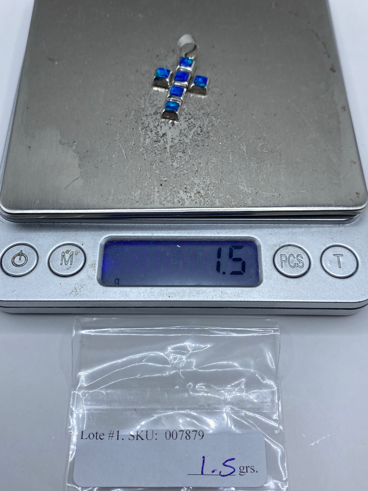 Dije Cruz Ópalo de Fuego Azul Plata 950 — Taxco — foto 6