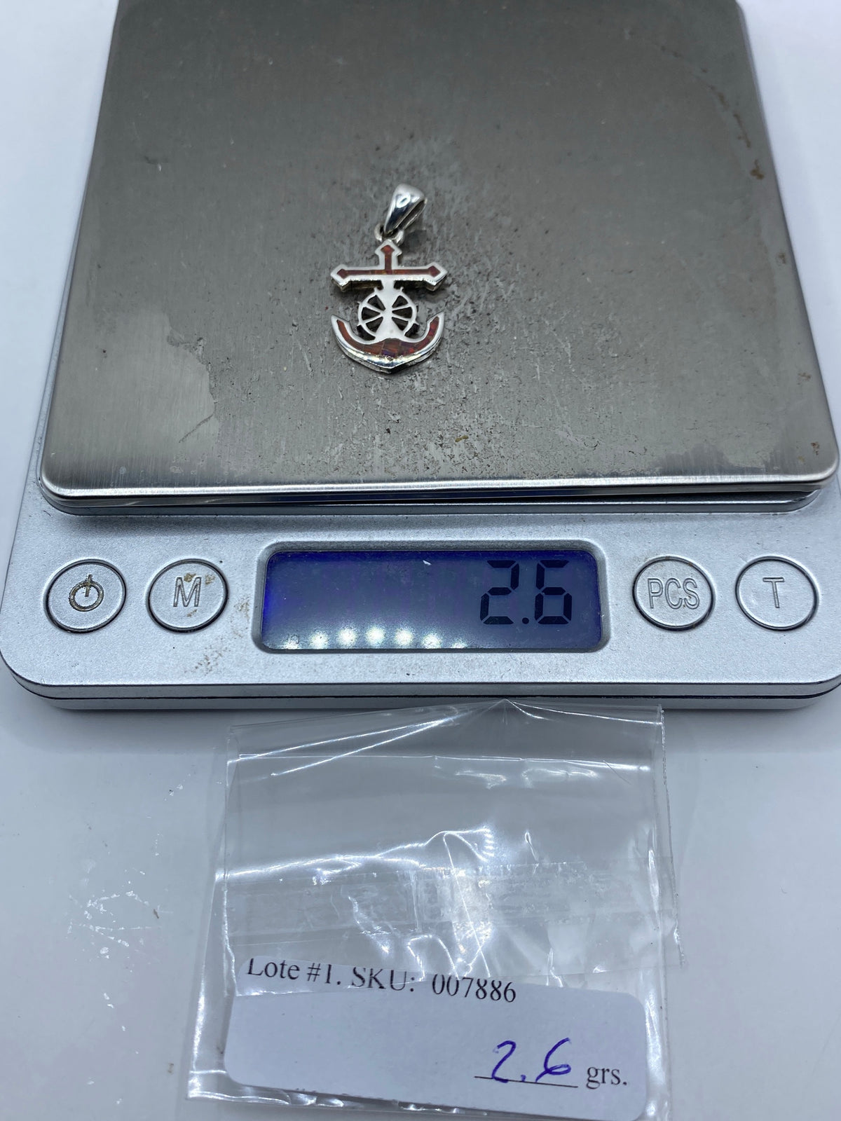 Dije Ancla y Cruz de Plata 950 con Ópalo de Fuego — Taxco — foto 6