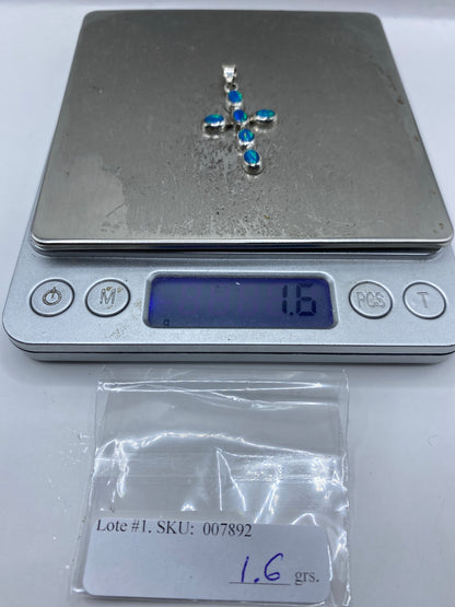 Dije Cruz de Plata con Ópalo de Fuego Azul — Taxco 950 — foto 6