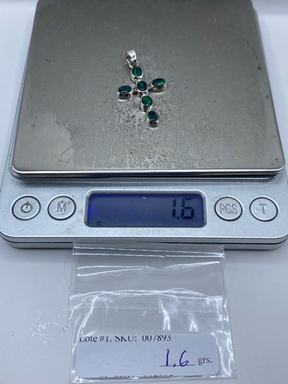 Dije Cruz Ópalo de Fuego Verde Plata 950 — Taxco — foto 6