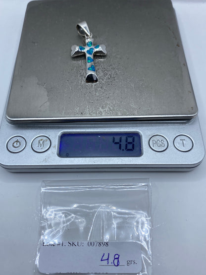 Cruz de Plata 950 con Ópalo de Fuego Azul — Taxco — foto 6