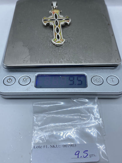 Dije Cruz Religiosa Plata 950 con Ópalo de Fuego — Taxco — foto 6