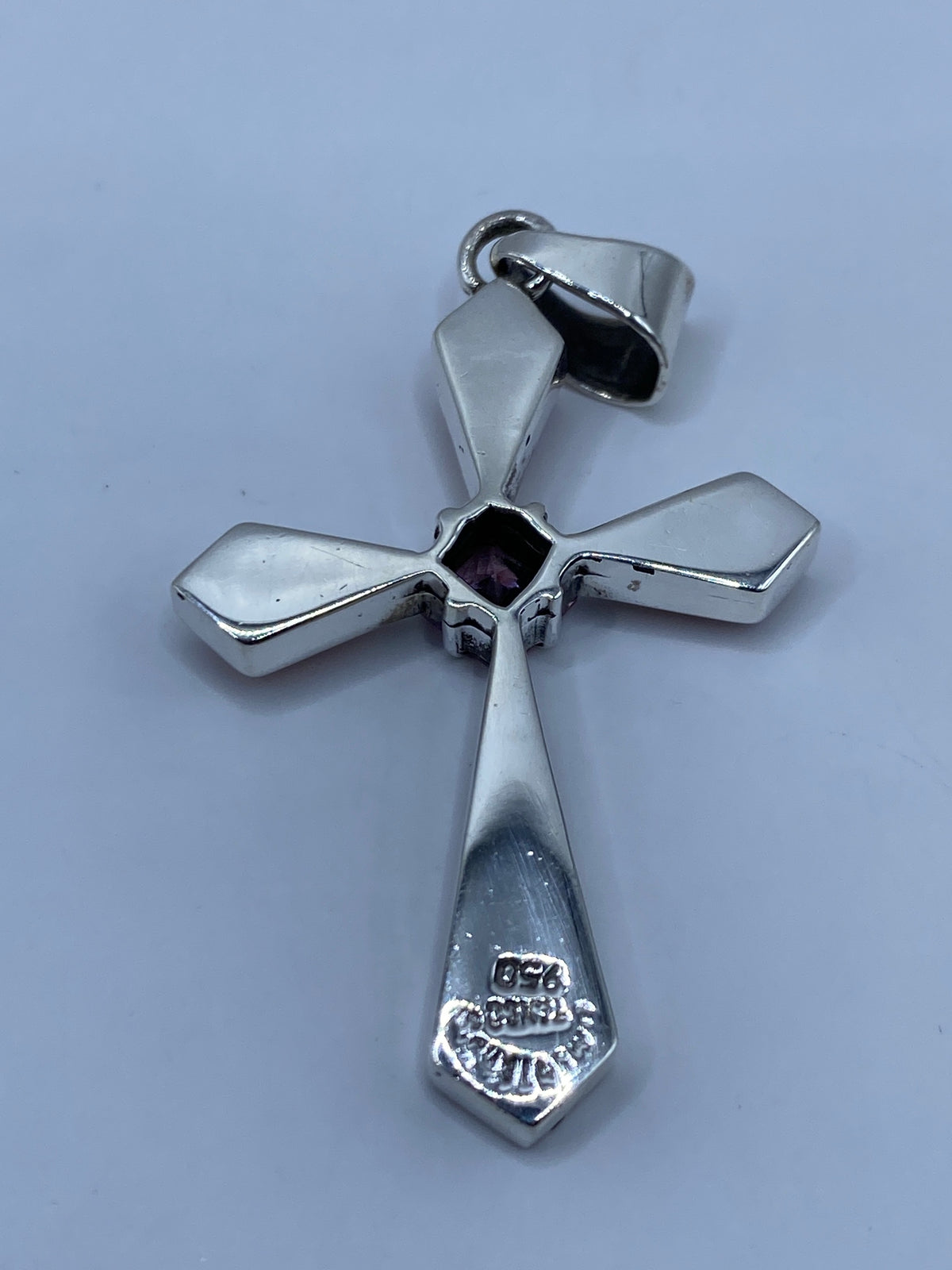 Dije Cruz Religiosa Ópalo Fuego y Circonia Rosa — Plata 950 — foto 5