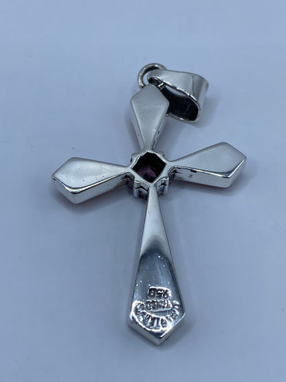 Dije Cruz Religiosa Ópalo Fuego y Circonia Rosa — Plata 950 — foto 5