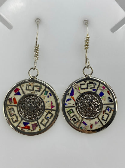 Aretes de plata 925 con ópalo de fuego multicolor de 5.2 cm, en gancho de plata