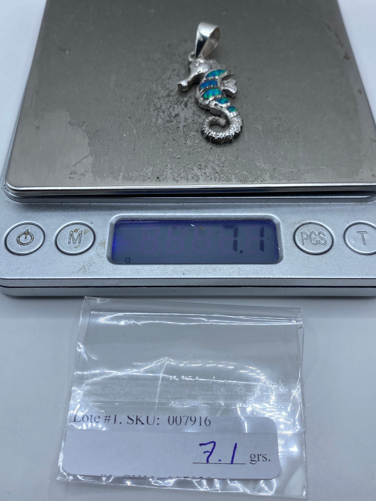 Dije Caballito de Mar Plata 950 Ópalo de Fuego — foto 6
