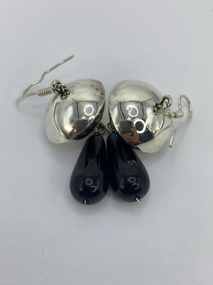 Aretes Plata Ónix Negro — Diseño Esfera Taxco 925 — foto 5