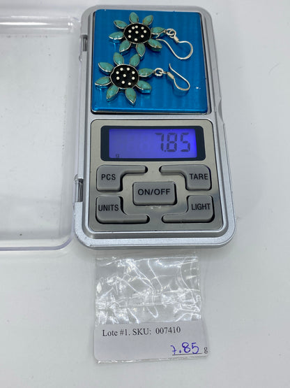Aretes de Plata Turquesa Azul — Flor de Taxco — foto 6