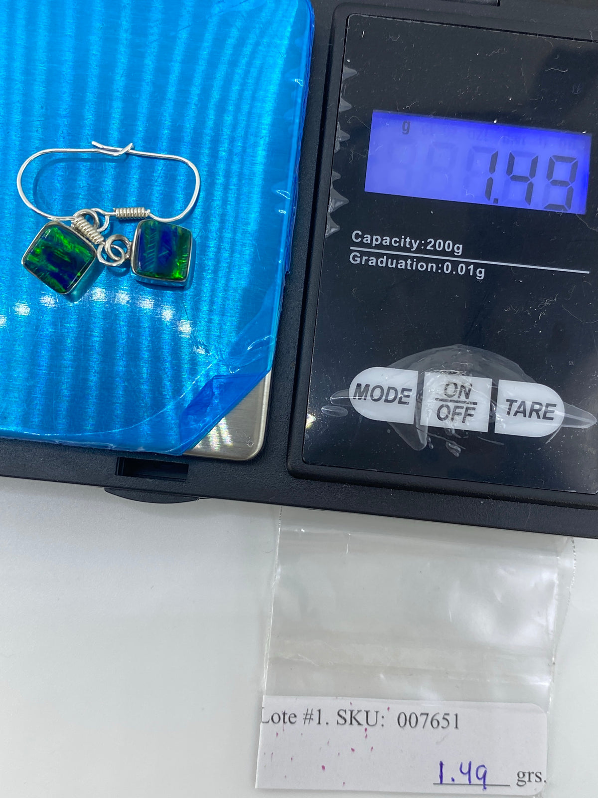 Aretes de Plata 950 con Ópalo de Fuego Verde — Taxco — foto 6
