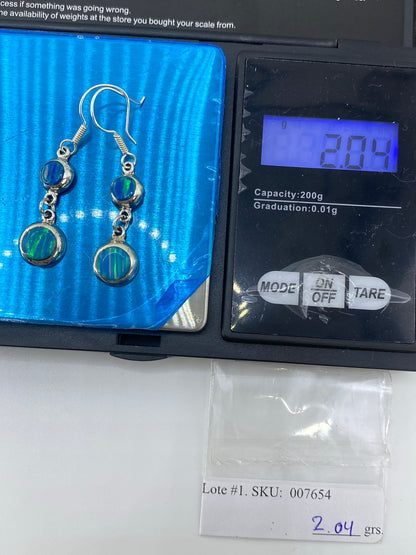 Aretes Plata Ópalo de Fuego Verde Olivo — Taxco 925 — foto 6