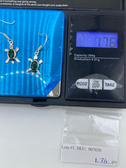 Aretes Tortuga Ópalo de Fuego Verde Plata 925 — foto 6