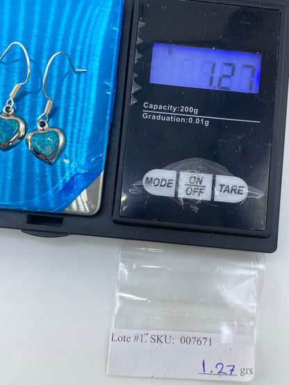 Aretes Corazón Ópalo de Fuego Verde — Plata 925 Taxco — foto 6
