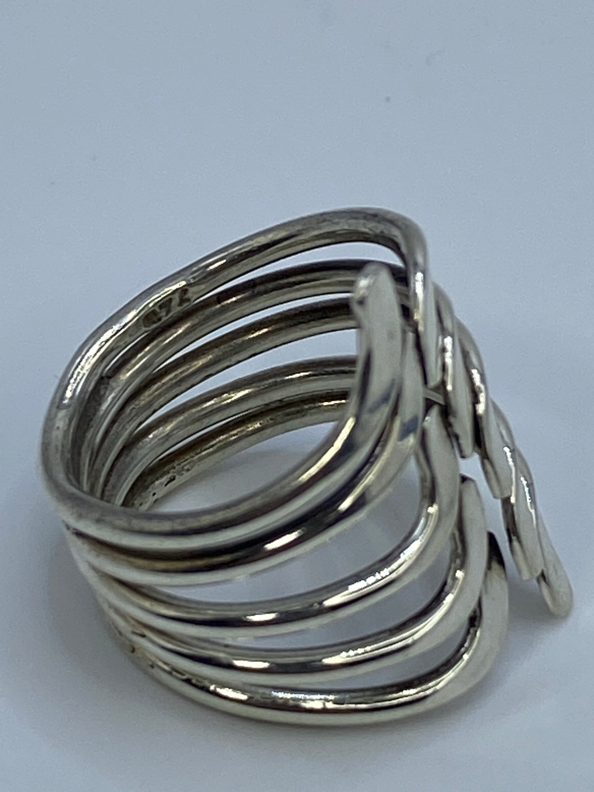 Anillo de Plata Repujado Eslabones Ajustable — Taxco 925 — foto 5