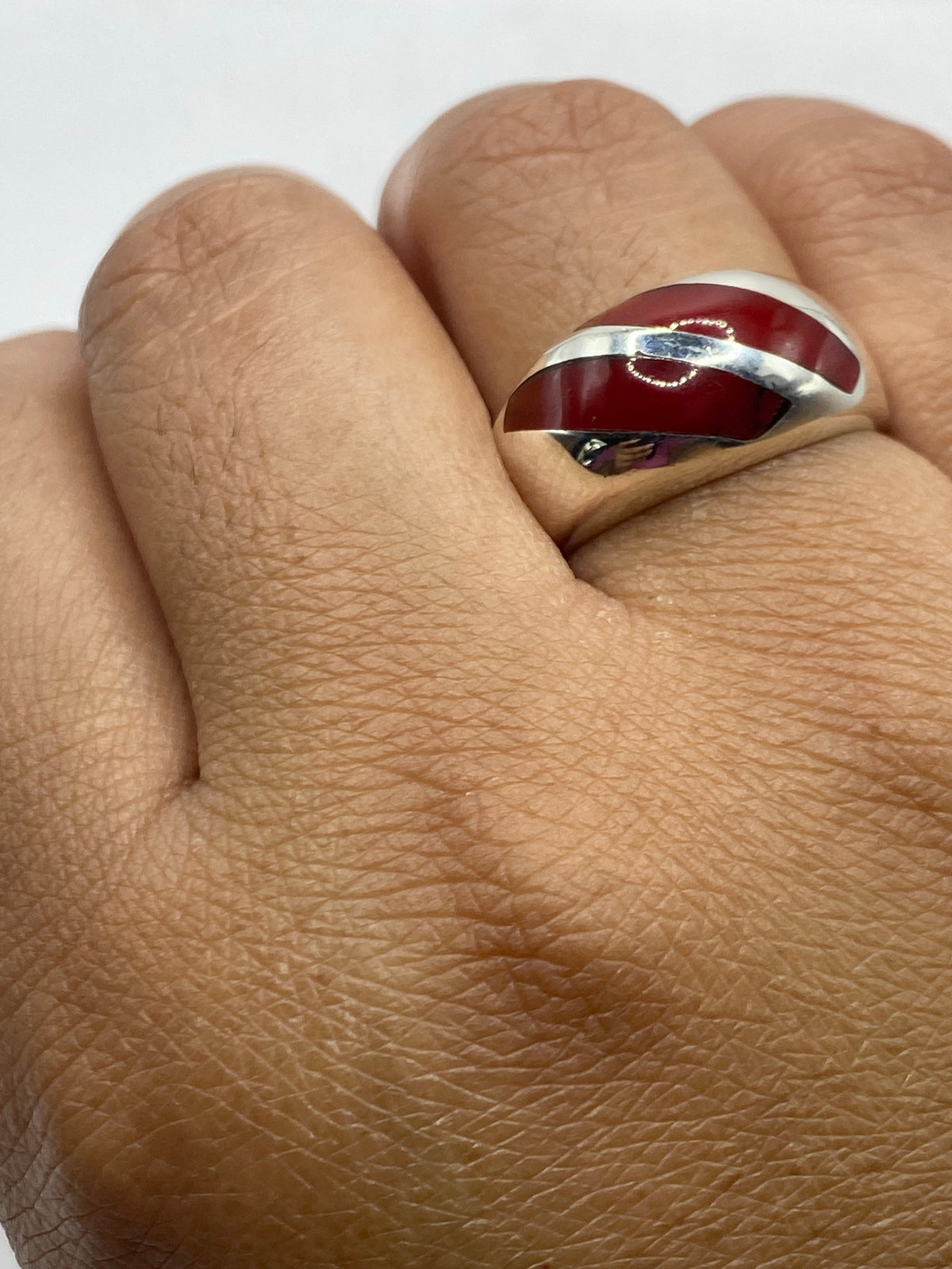 Anillo de Plata con Coral Rojo — Taxco 925 — foto 6