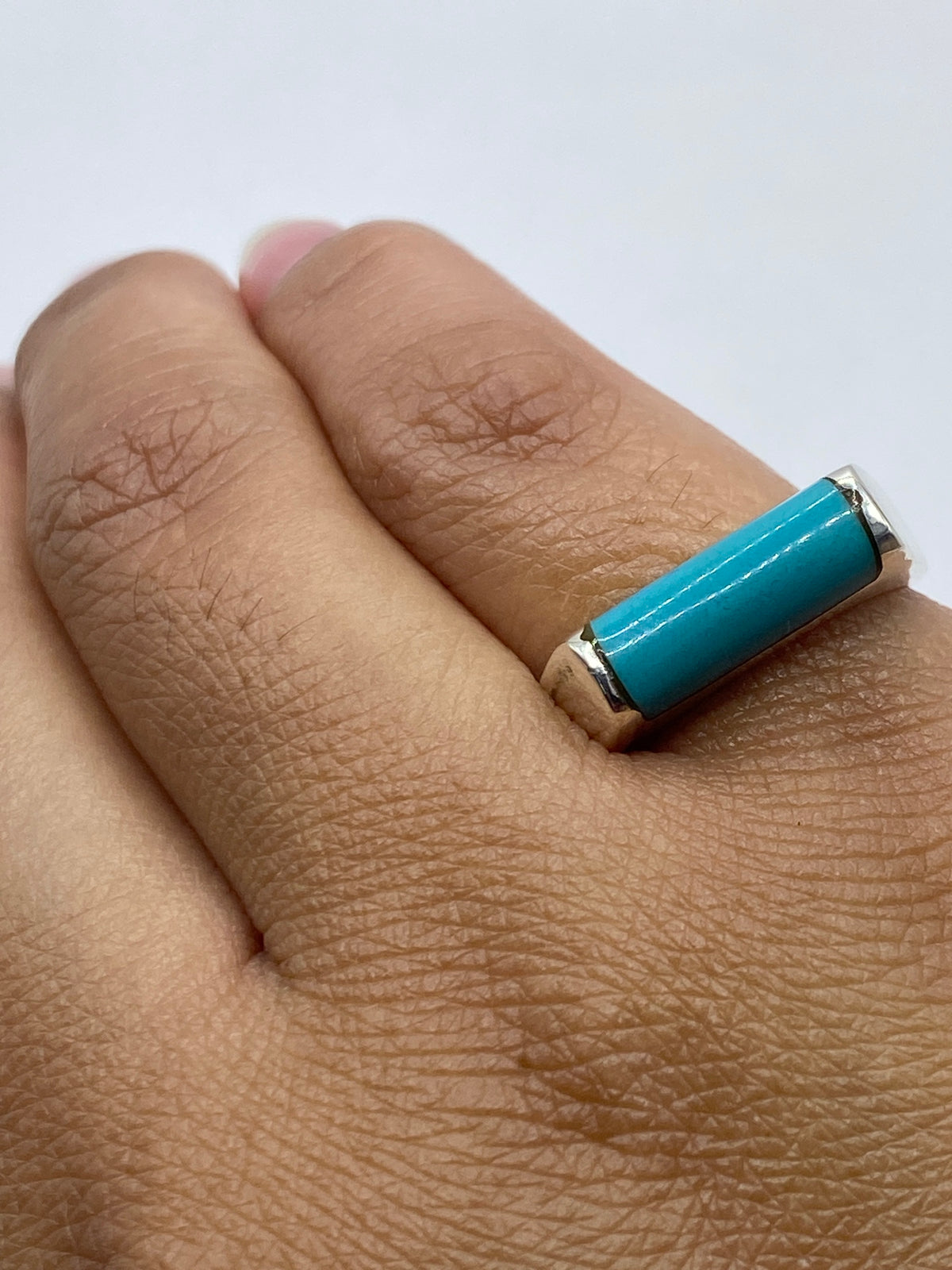 Anillo de Plata con Turquesa Azul Cielo — Taxco 925 — foto 6