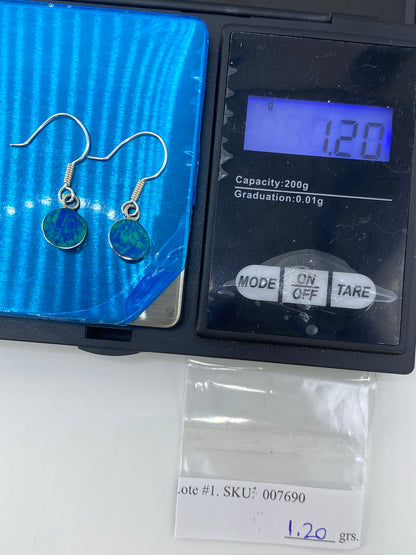 Aretes Plata Ópalo de Fuego Verde — Taxco 925 — foto 6