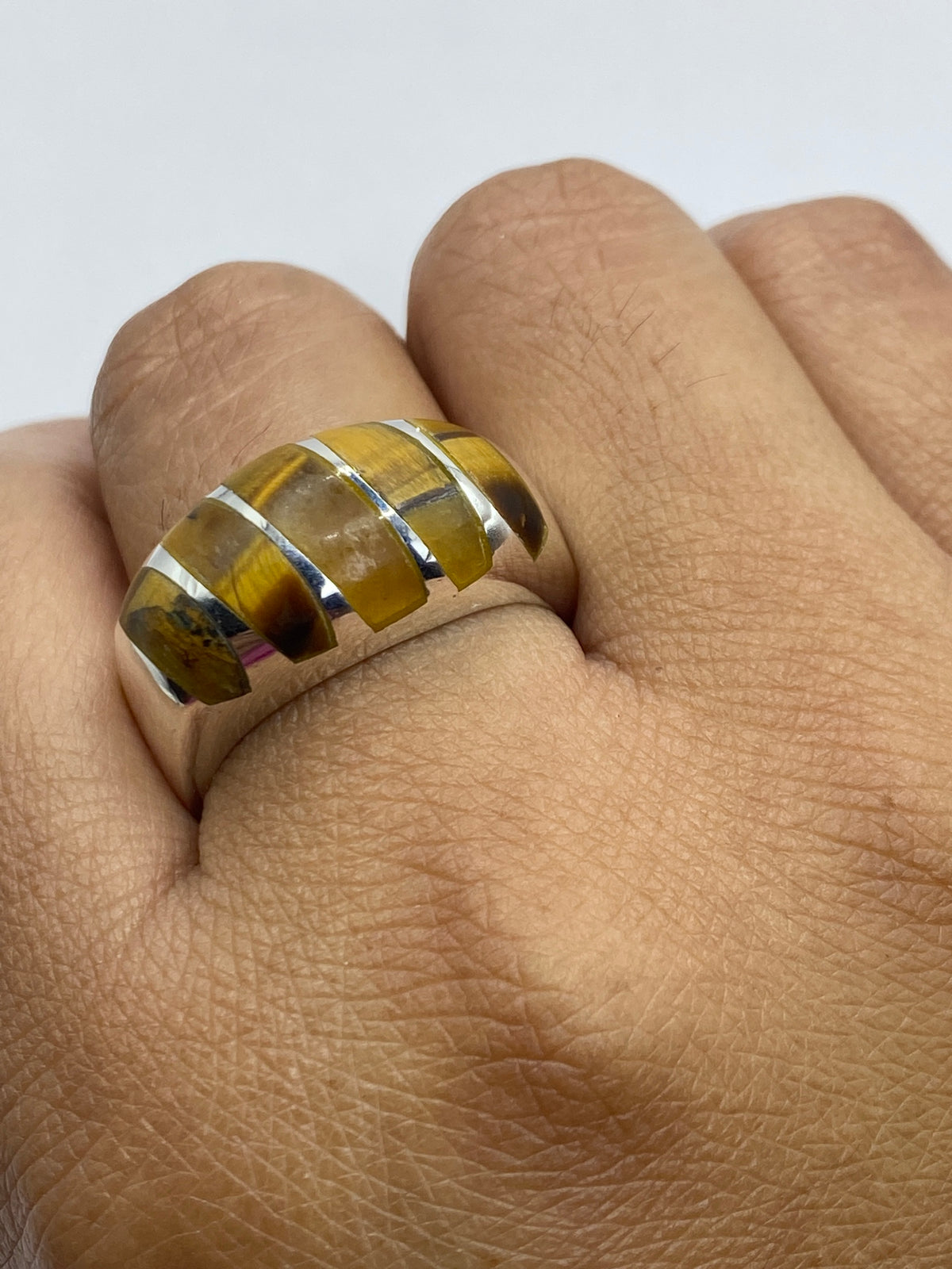 Anillo Ojo de Tigre Ancho de Plata 925 — Taxco — foto 6