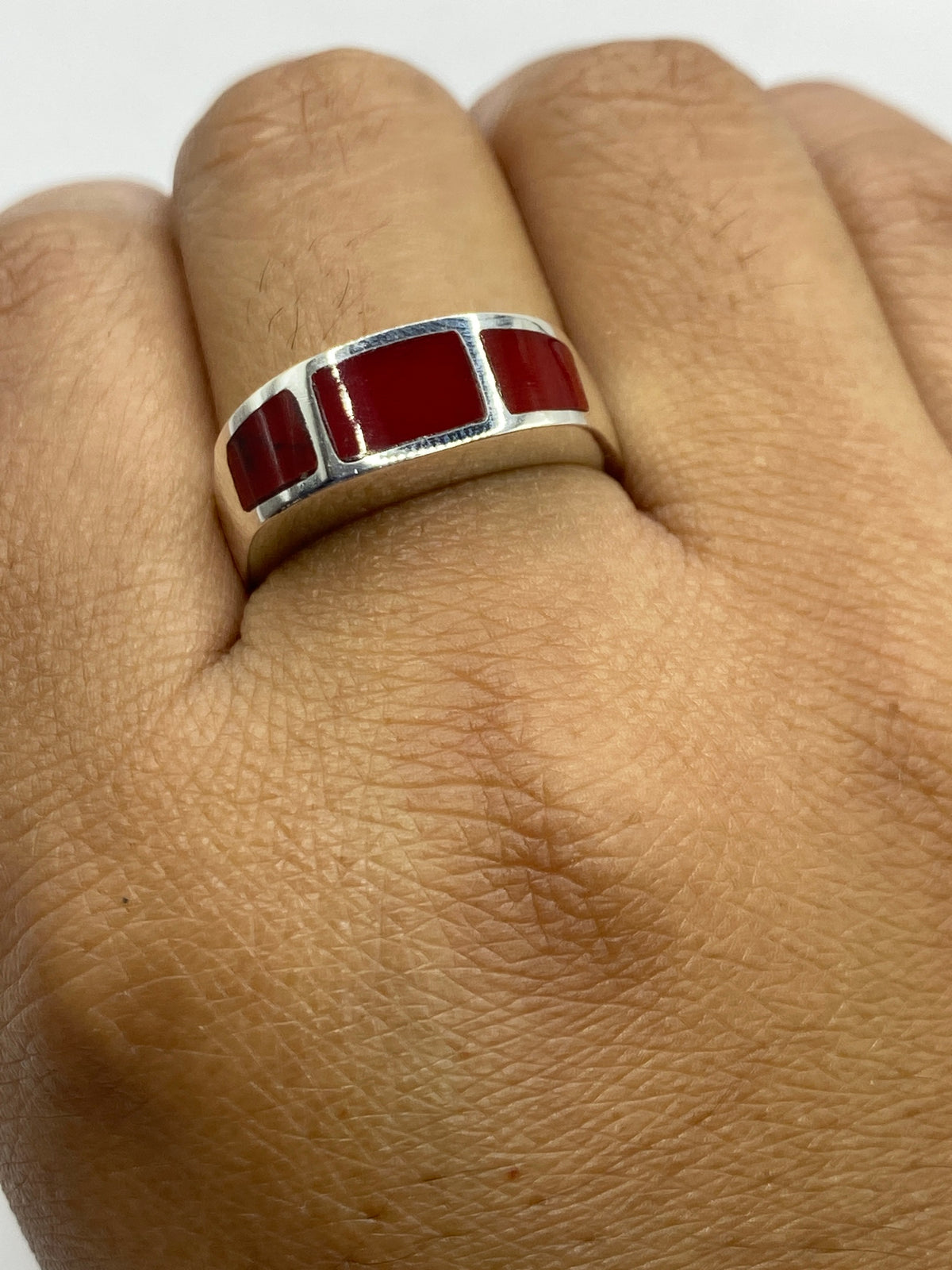 Anillo de Plata 925 con Coral Rojo — Taxco — foto 6