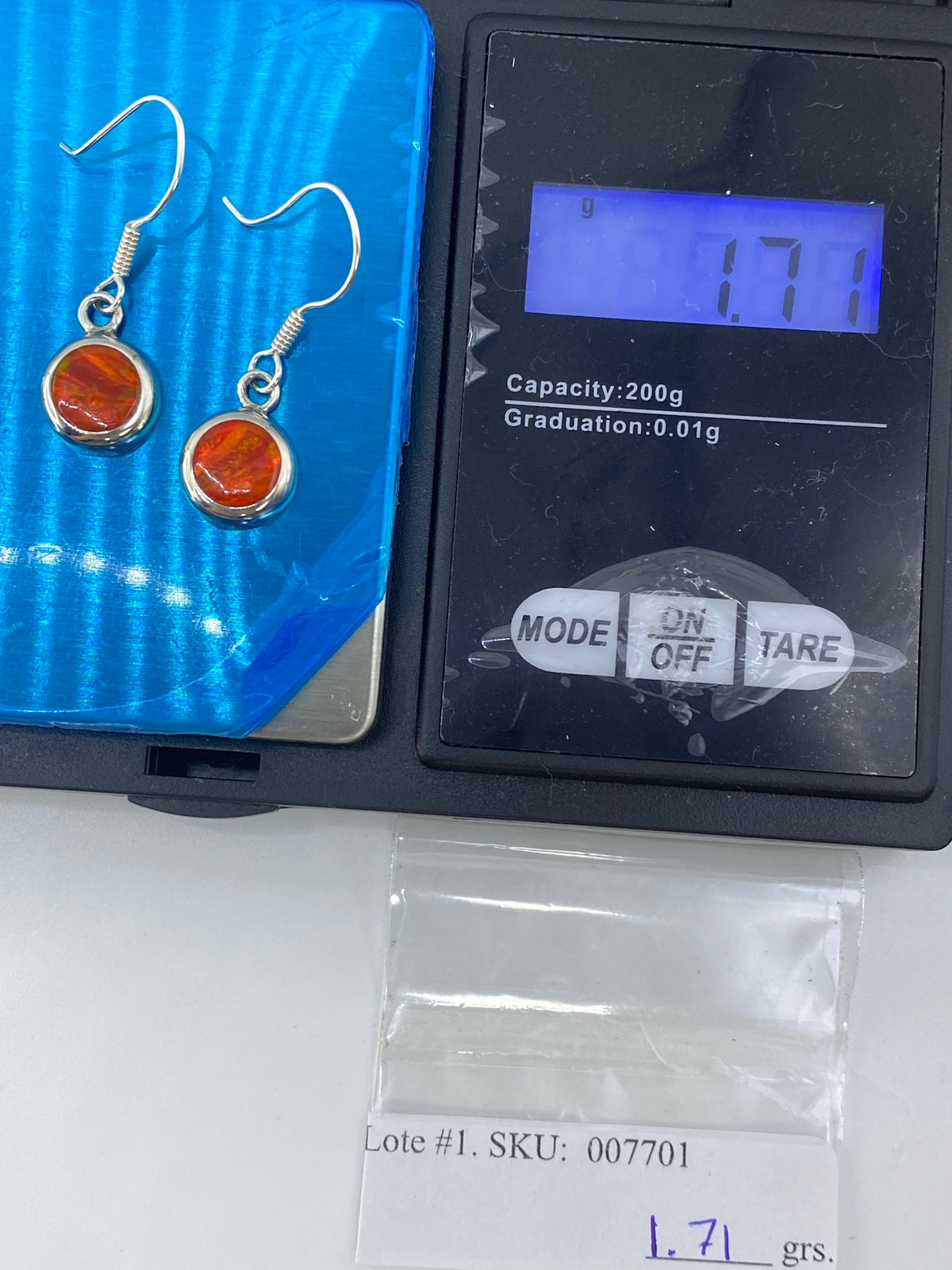 Aretes de Plata con Ópalo de Fuego Naranja — Taxco — foto 6