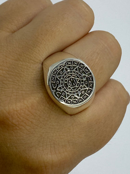 Anillo Calendario Azteca de Plata Repujada — Taxco 925 — foto 6