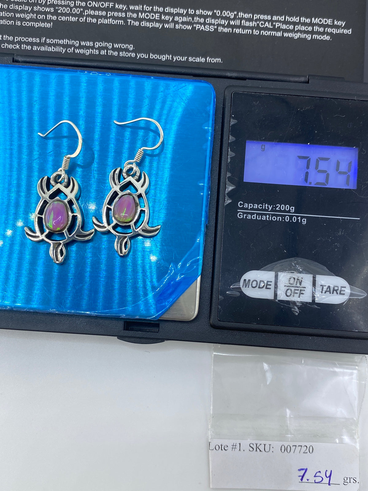 Aretes de Plata con Opalo de Fuego Verde — Taxco 950 — foto 6
