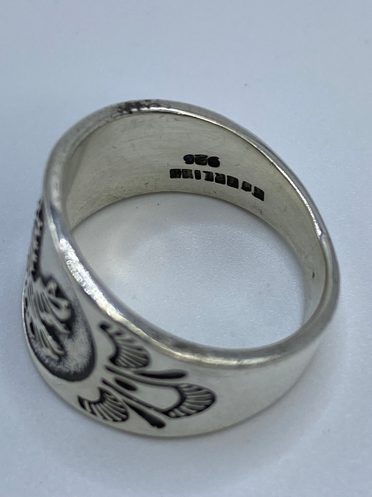 Anillo Plata Repujado Águila Heráldica — Taxco 925 — foto 5