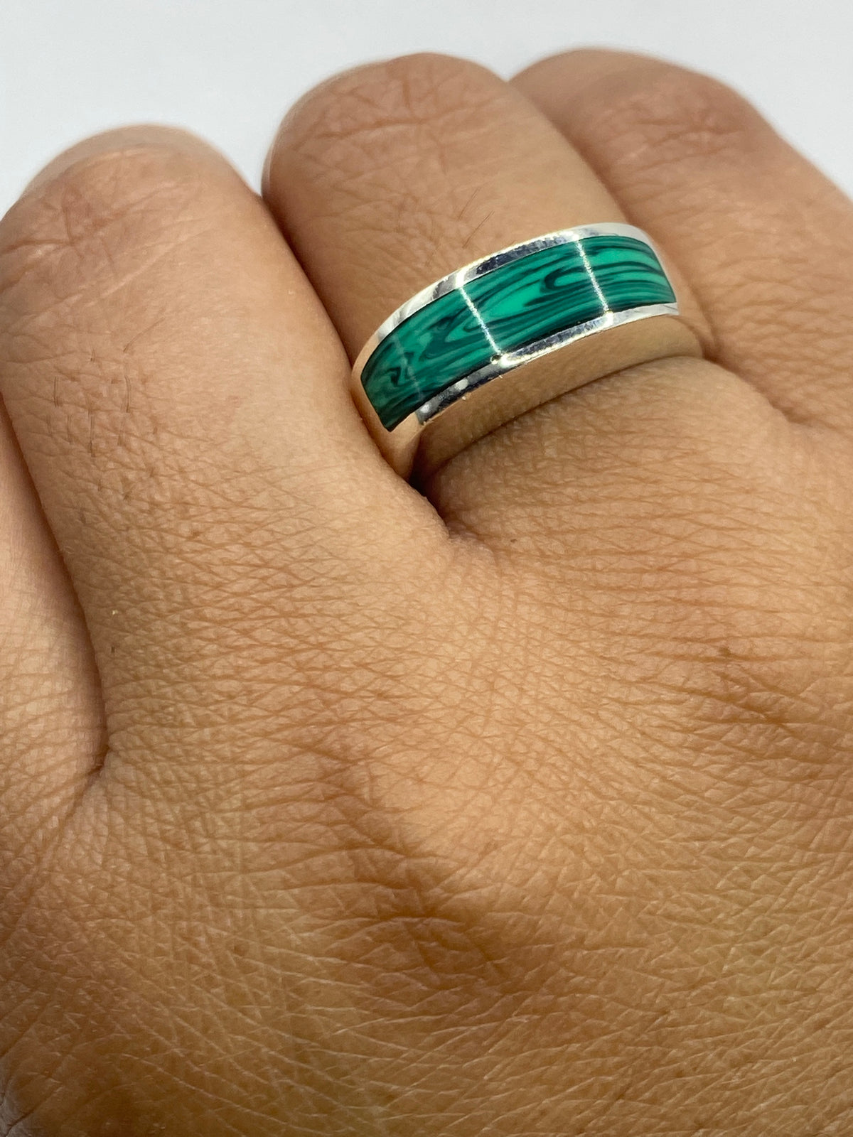 Anillo de Plata 925 con Malaquita Verde — Taxco — foto 6
