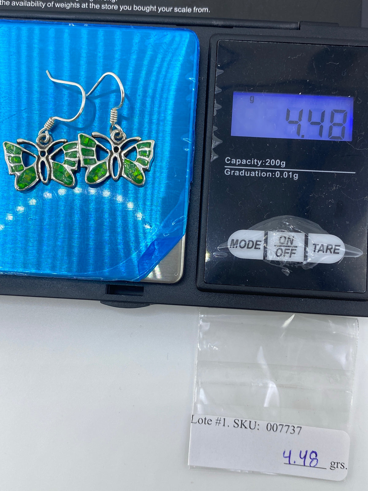 Aretes Mariposa Ópalo de Fuego Verde — Plata 950 Taxco — foto 6