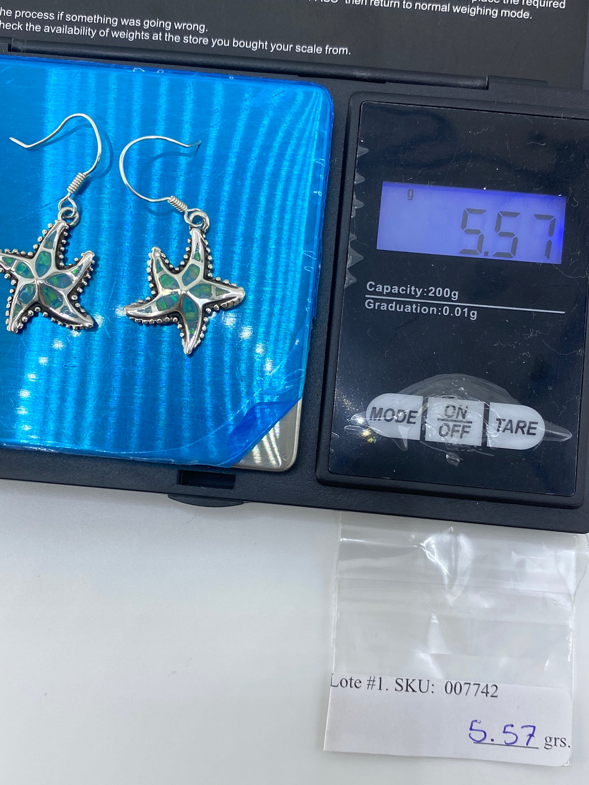 Aretes de Plata Estrella Marina con Ópalo de Fuego — Taxco 950 — foto 6