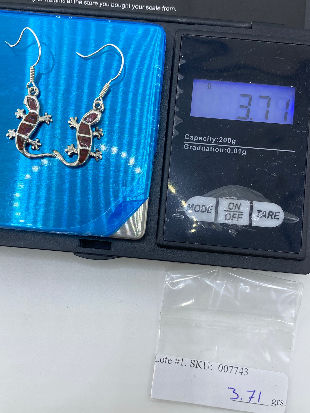 Aretes Lagarto Plata 950 con Ópalo de Fuego — foto 6