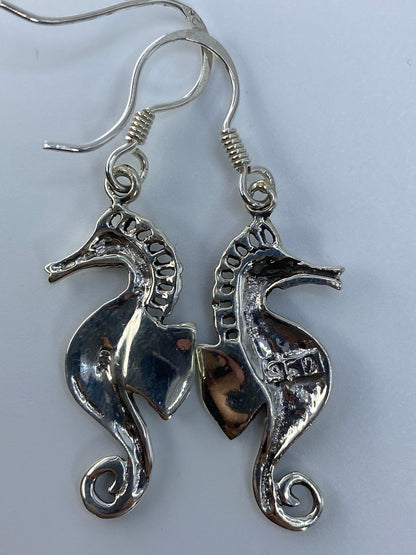 Aretes Caballito de Mar de Plata 950 con Ópalo de Fuego — foto 5