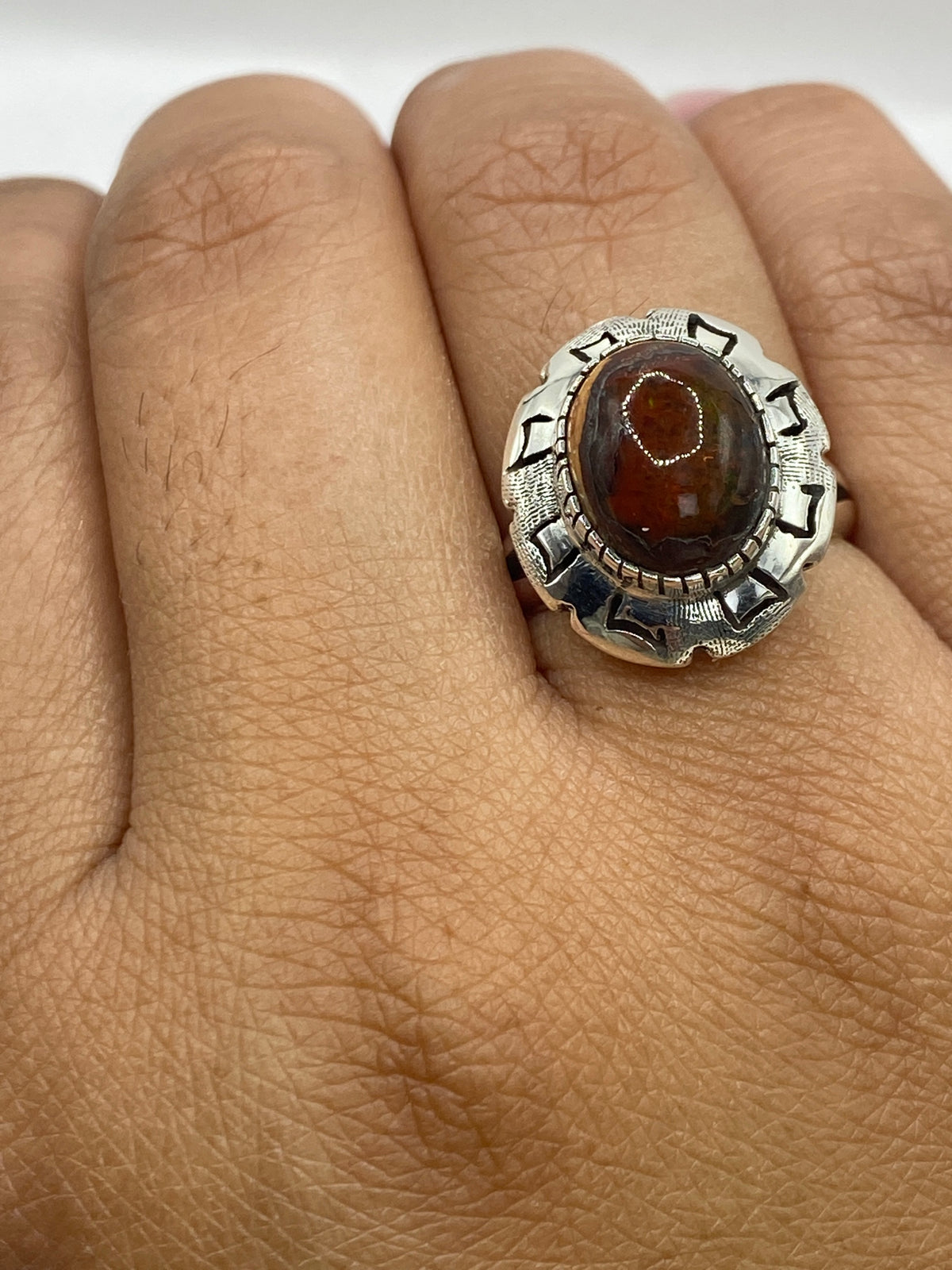 Anillo de Plata con Ópalo de Fuego Natural — Taxco 925 — foto 6