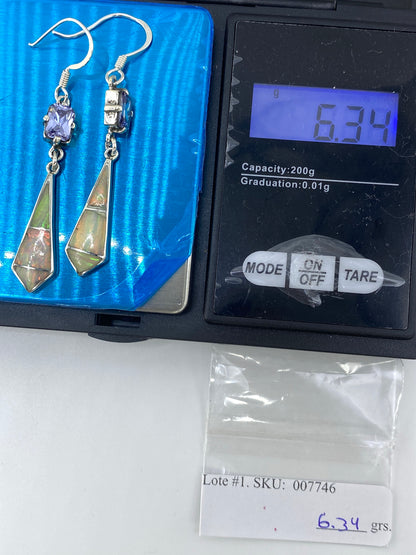 Aretes Plata 950 Circonia Azul y Ópalo de Fuego — Taxco — foto 6