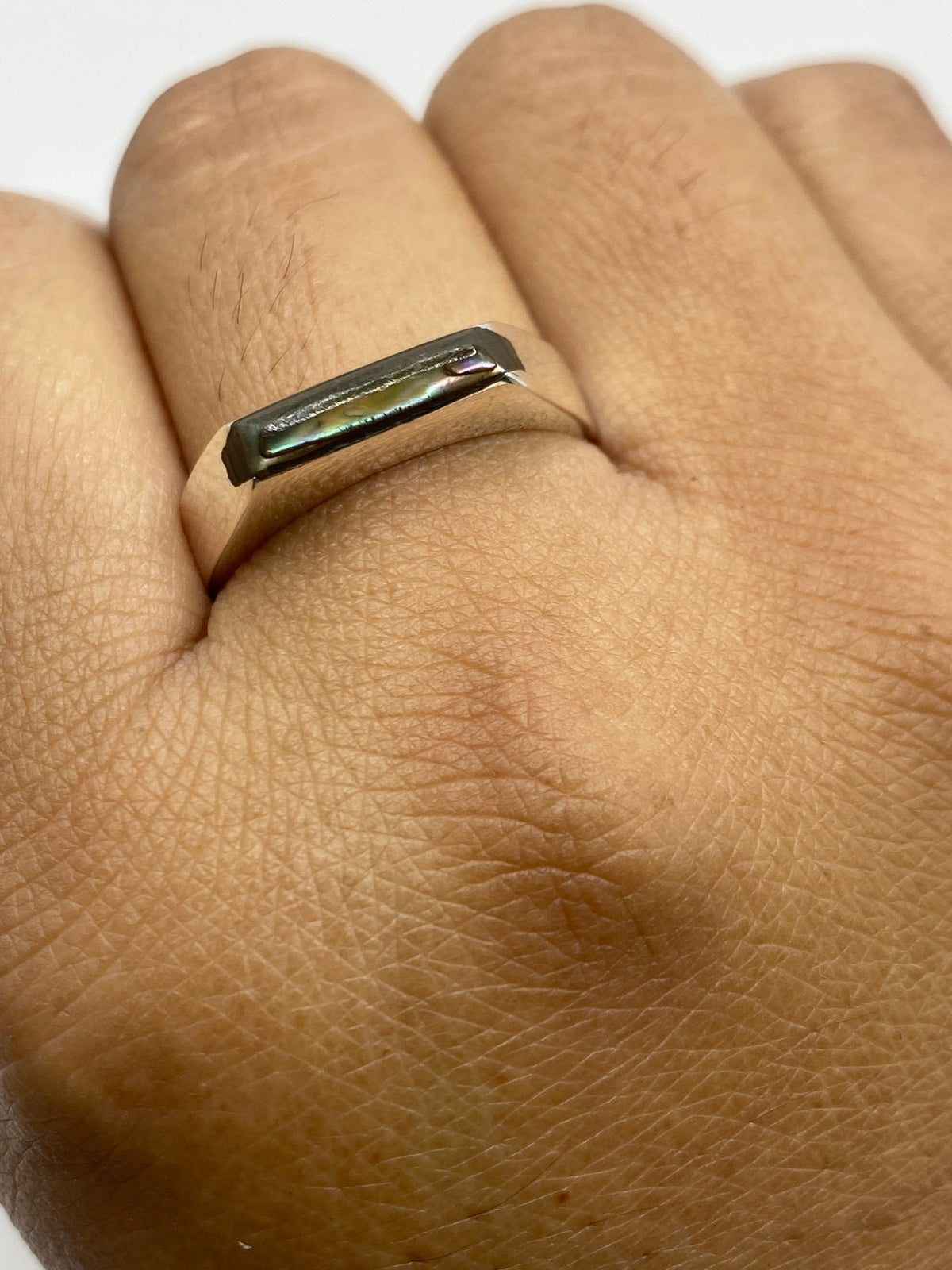 Anillo de Plata con Concha de Abulón Iridiscente — Taxco 925 — foto 6