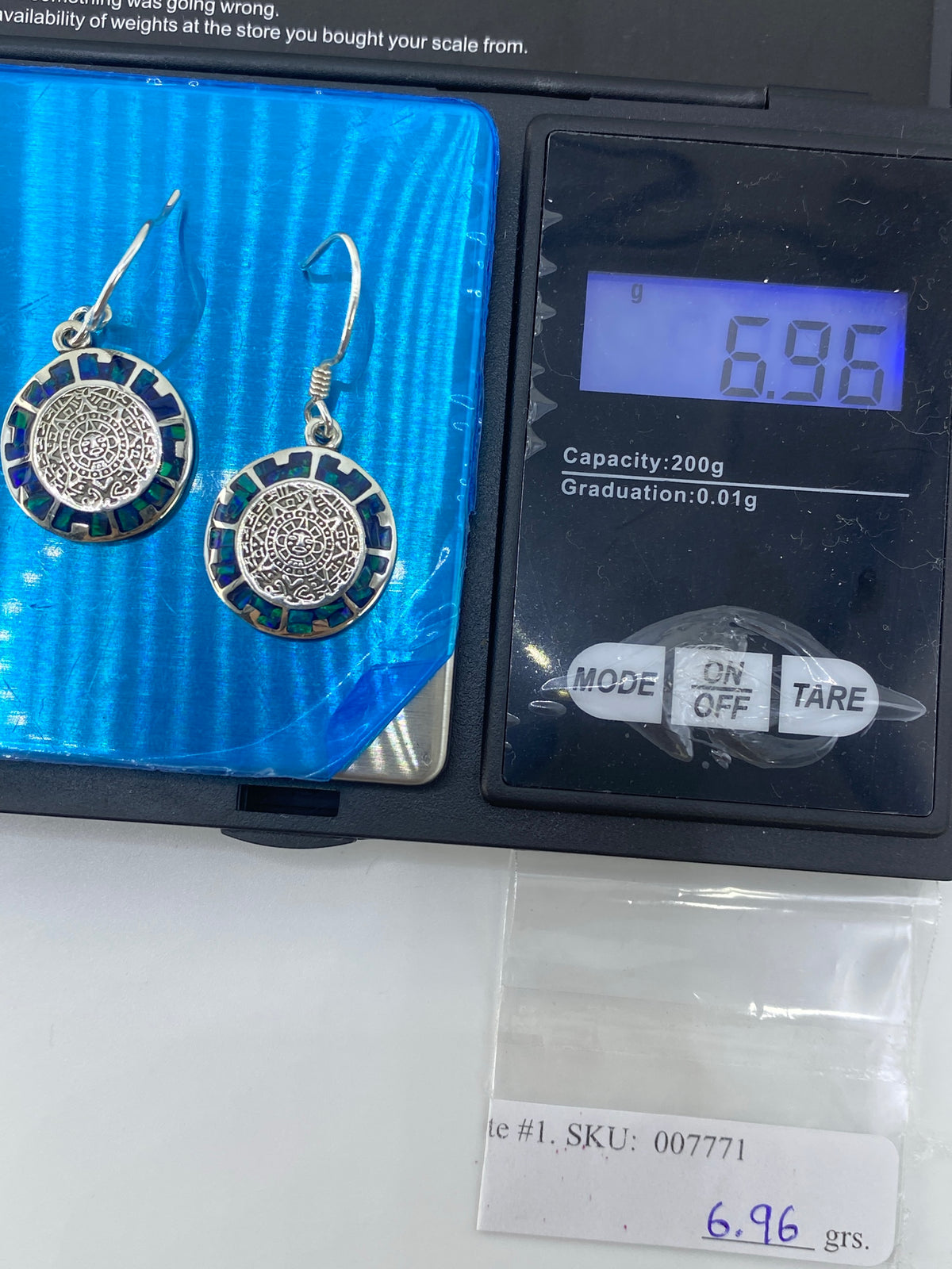 Aretes Calendario Azteca Ópalo de Fuego — Plata 950 — foto 6