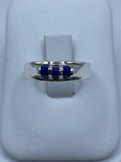 Anillo de plata 925 con lapislazuli azul en estuche blanco