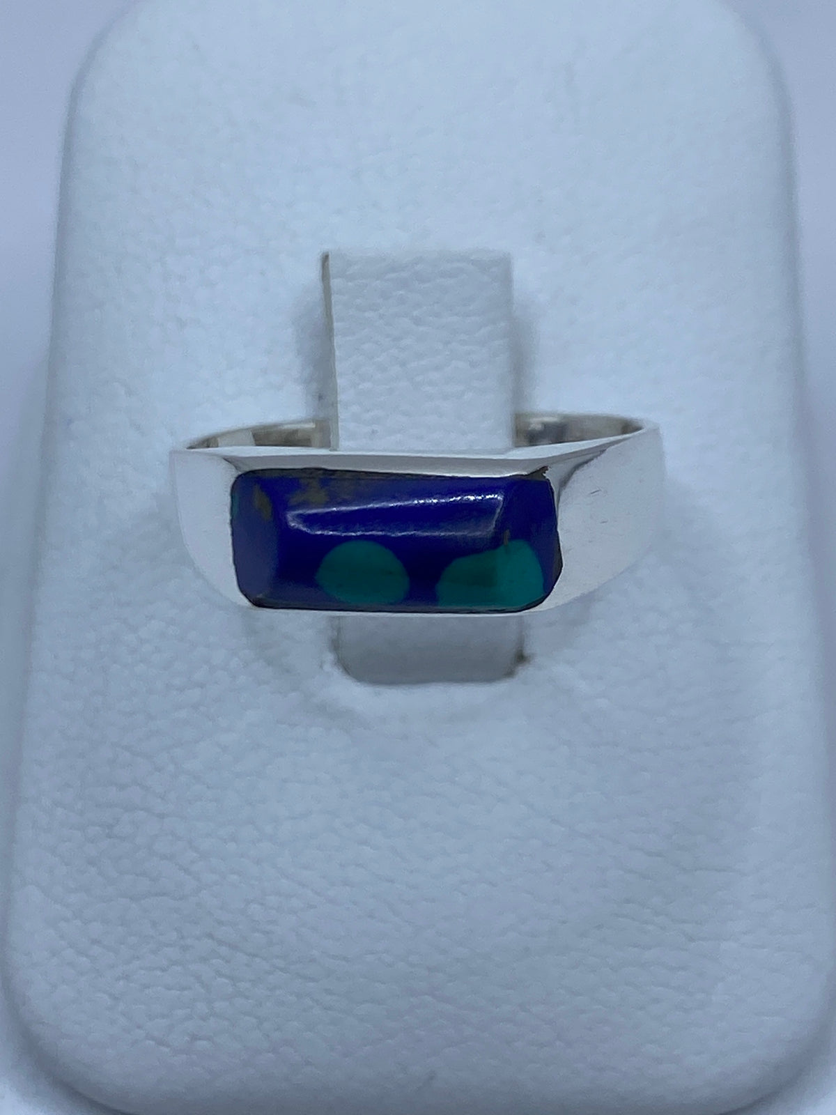 Anillo de plata 925 con piedra azul engastada en talla 8