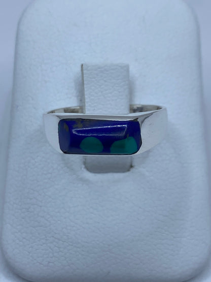 Anillo de plata 925 con piedra azul engastada en talla 8