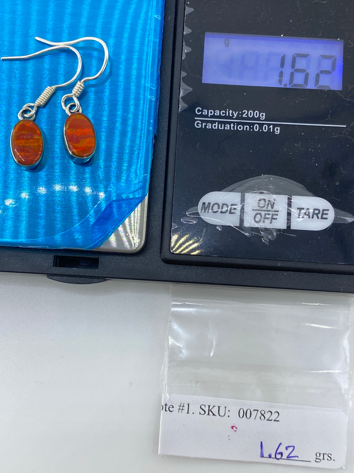 Aretes de Plata 950 con Ópalo de Fuego Naranja — foto 6