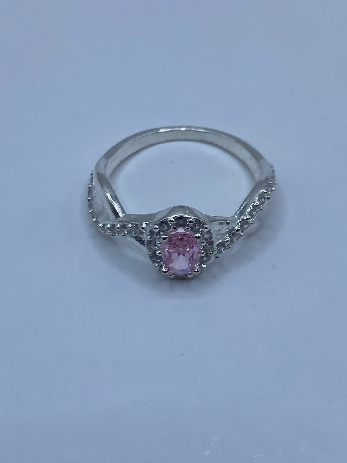 Anillo Circonia Rosa y Micro-Circonia Blanca de Plata 925 — foto 5