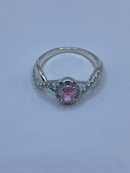 Anillo Circonia Rosa y Micro-Circonia Blanca de Plata 925 — foto 5
