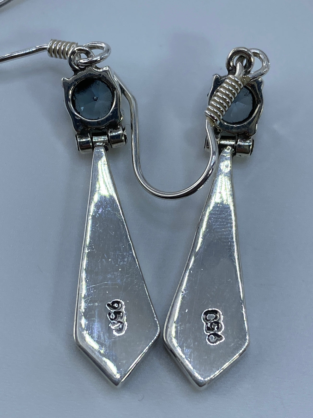 Aretes Geométricos Circonia Azul y Ópalo Verde — Plata 950 — foto 5