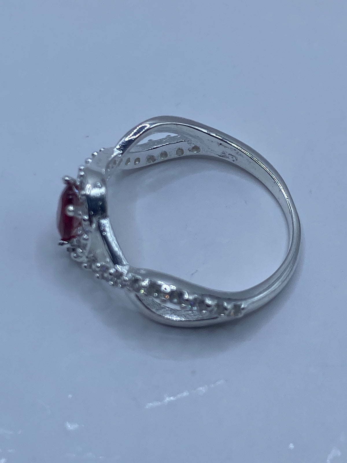 Anillo Plata 925 Circonia Roja con Micro-Circonia — Taxco — foto 5