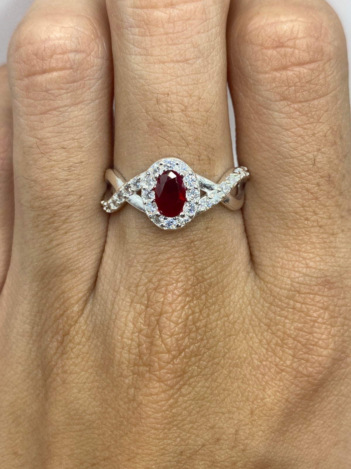 Anillo Plata 925 Circonia Roja con Micro-Circonia — Taxco — foto 6